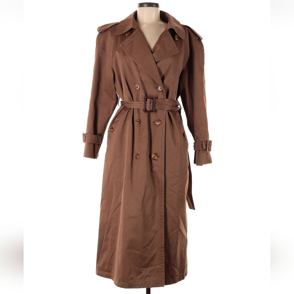 Classic Brown Double-Breasted Trench Coat with Belt